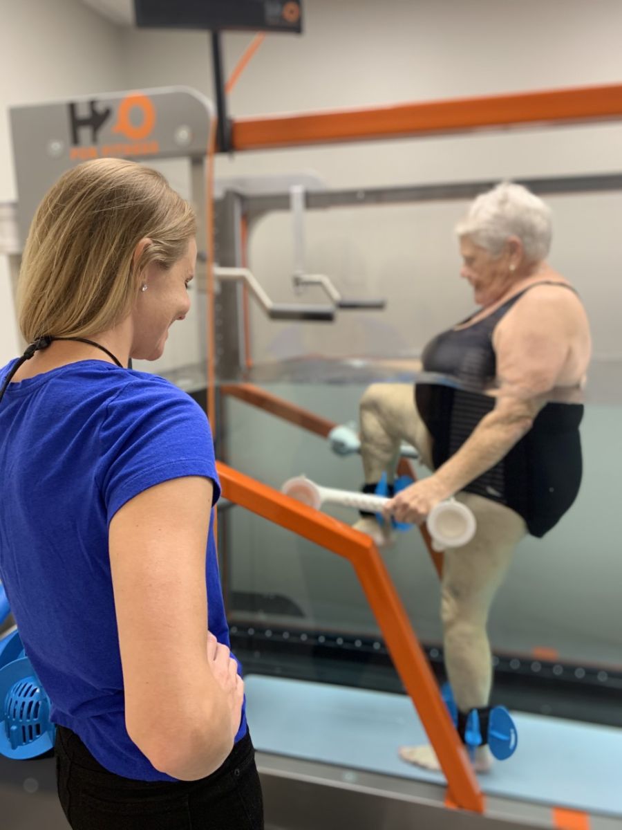 woman in water therapy tank